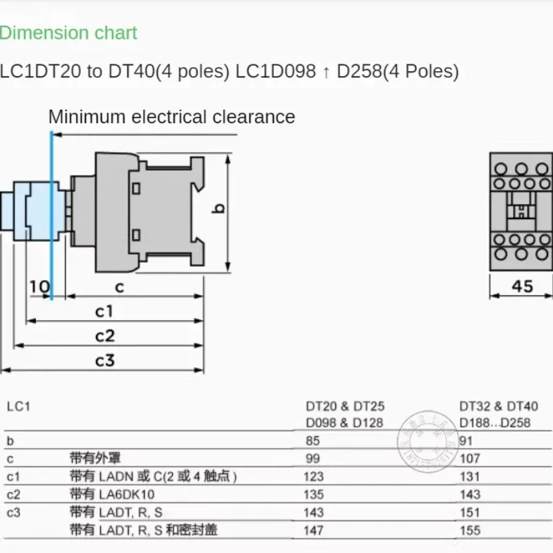 Imagem -06 - Contator Schneider-elétrico de Quatro Pólos Lc1d258 D188 D128 D098 B7c E7c F7c M7c