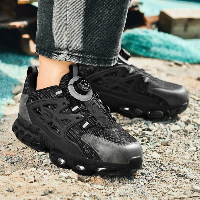 الدورية زر جديد أحذية أمان الرجال مكافحة سحق مكافحة ثقب أحذية عمل موضة الرجال أحذية رياضية الأمن أحذية واقية الرجال ث