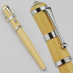 Fuliwen 2051 Metal Elegant Style Beige Roller Ball Ballpoint Pen Silver Trim Refillable Ink Pen Writing Pen Writing Gift Pen