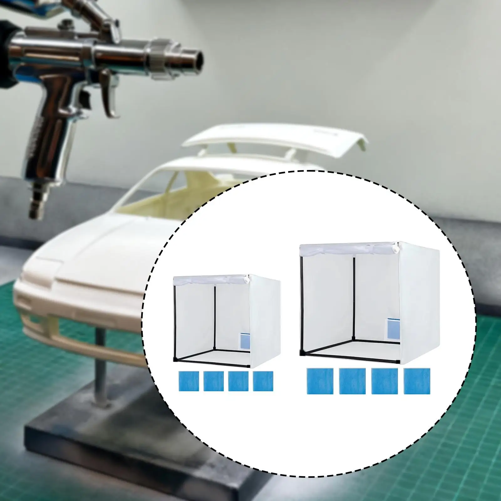 station-de-peinture-compacte-pour-loisirs-creatifs-avec-rideau-en-filet-a-fermeture-eclair-facile-a-nettoyer-en-pvc-oxford-pour-projets-d'aerographe-diy