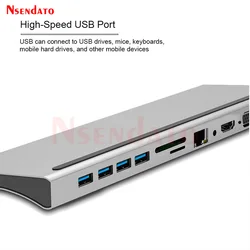 11/12 in 1 4K USB Type C HUB USB 3.0 Dock station HDMI-Compatible Splitter USB HUB Card Reader PD Docking station for MacBook PC