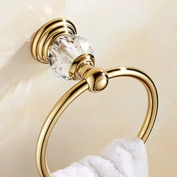 Gold Finish Stainless Steel Bathroom Towel Holder Wall-Mounted Round Towel RingsTowel Rack