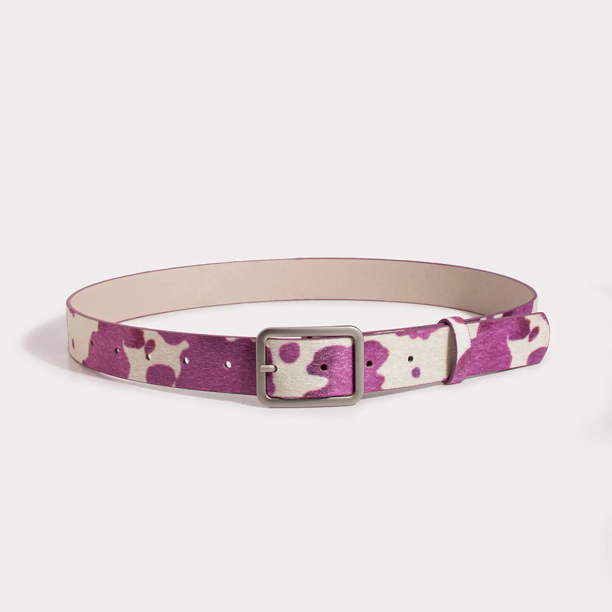 1pc Mao Mao Belt Millennium Style Retro Square Buckle Cow Pattern Fake Ma Mao PU Women\'s Belt Versatile Belt Jeans Pants Belt