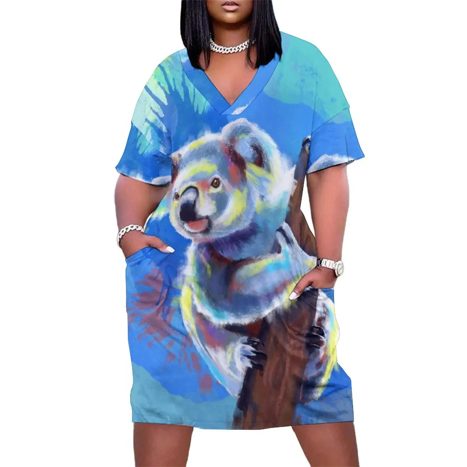 Koala Bear - koala illustration, colorful animal Loose Pocket Dress women's summer dress 2025 clothes for woman