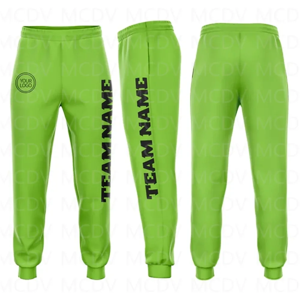 

Custom Neon Green Purple Fleece Jogger Sweatpants 3D Printed Casual Unisex Jogging Trousers Loose Sports Pants