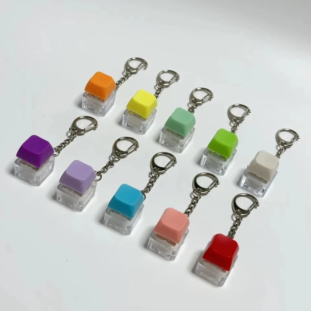 New DIY Keyboard Fidget Keychain Keys Button Keycap Clicker Toy Pass The Time With Light Finger Keyboard Caps