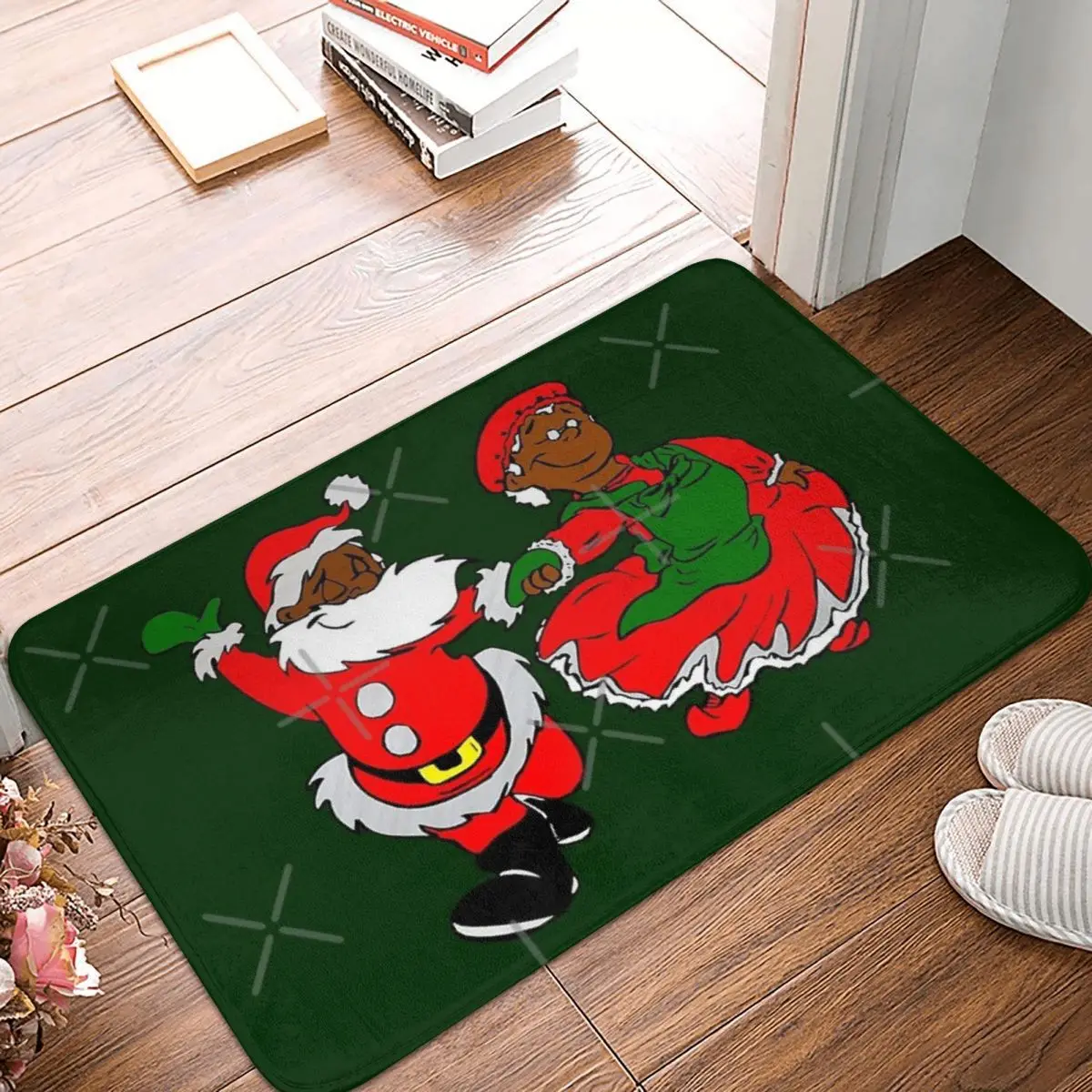 

Black Santa Mrs Claus 40x60cm Carpet Polyester Floor Mats Mats Customizable Doorway Everyday