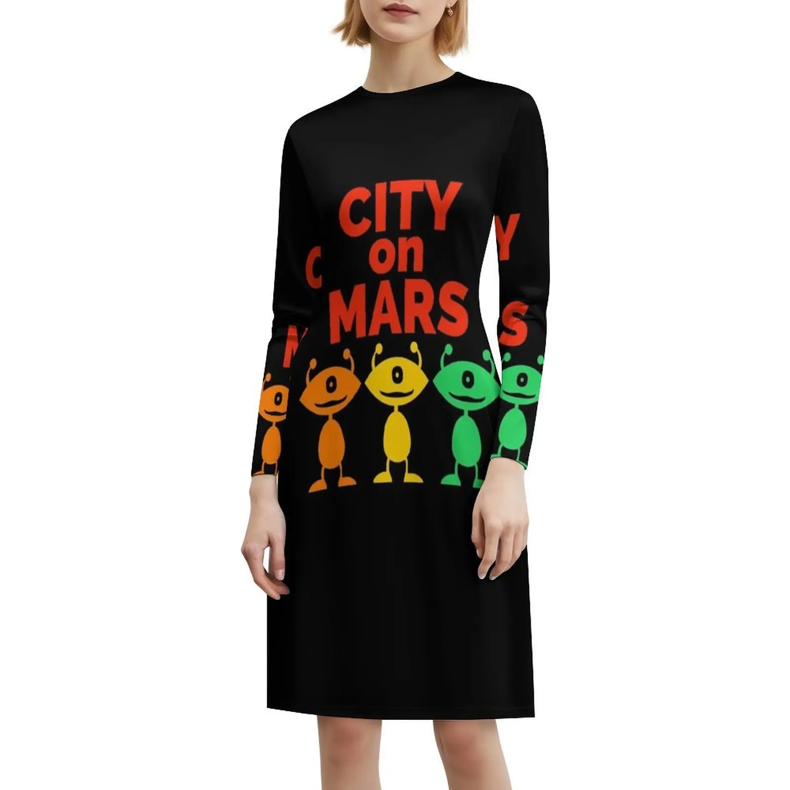 المدينة على المريخ. فستان بوهيمي ملون بدون أكمام، متعدد الطباعات، فستان حفلات عطلة الشاطئ، كوكب الوحش الخارجي #6