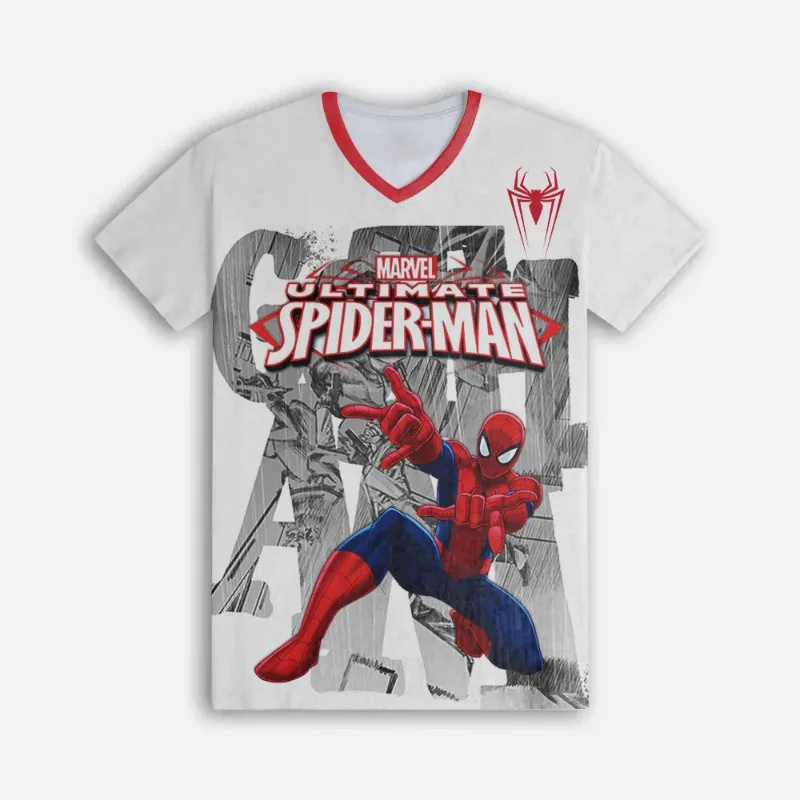 

Летние мужские и женские футболки Marvel Spider Man с воротником с 3D цифровым принтом и короткими рукавами, спортивная скоростная сушка