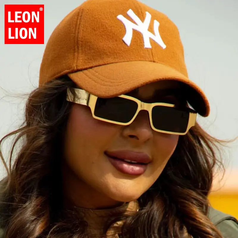 LeonLion New Metal Square Sunglasses Women Street Shooting Sunglasses Hip-hop Personality Trend Sunglasses Lentes De Sol Mujer