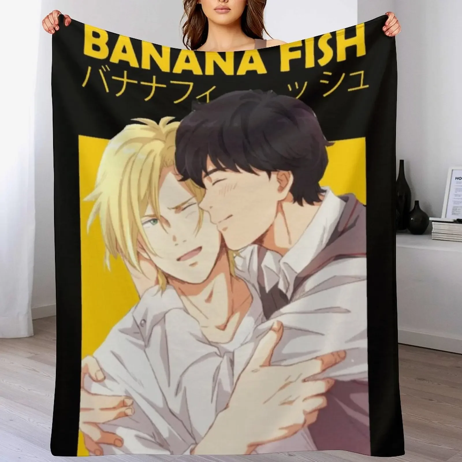 

Ash and Eji - Banana Fish Throw Blanket Travel Large Tourist Quilt Blankets