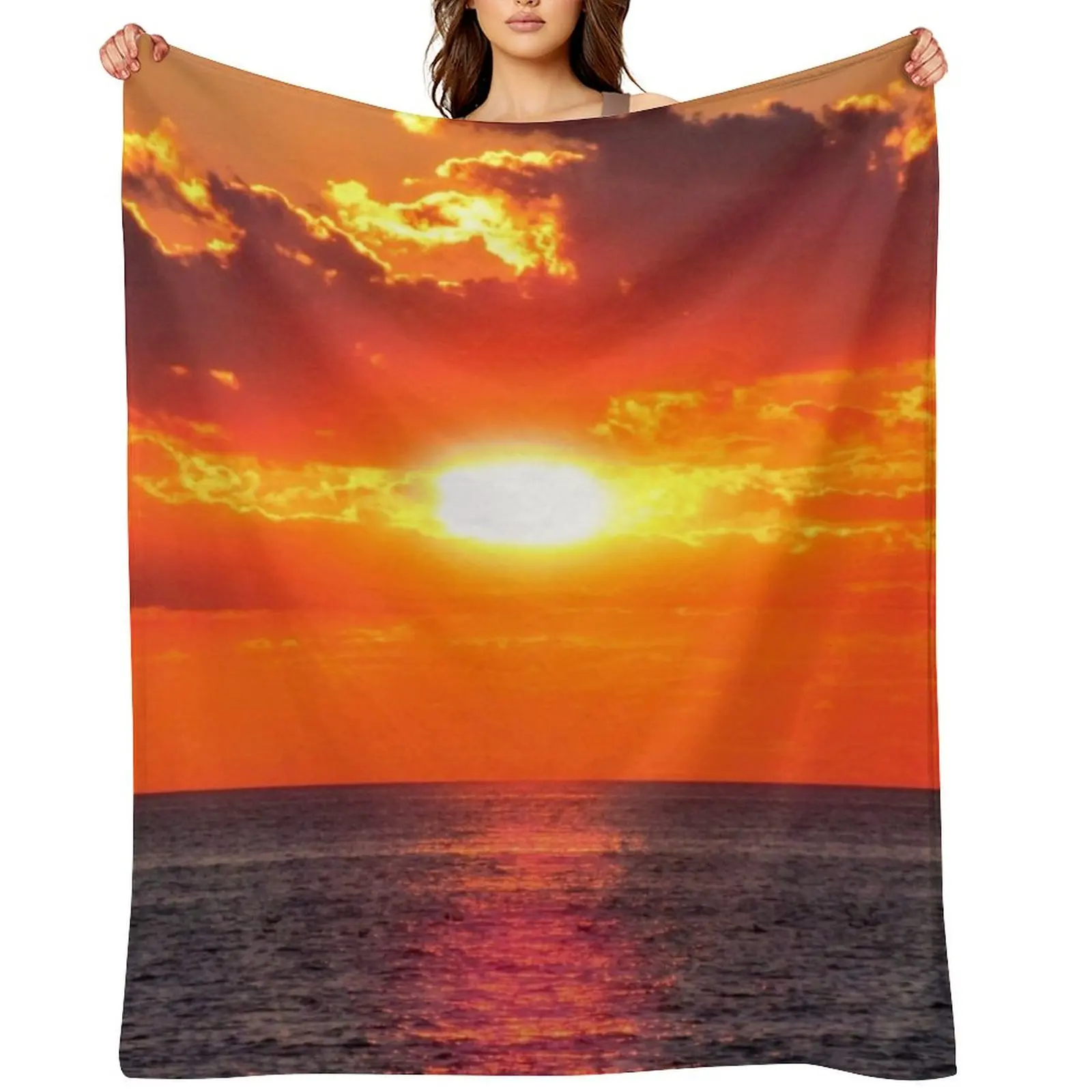 

Lake Huron Sunset Throw Blanket funny gift Winter beds Stuffeds Baby Blankets