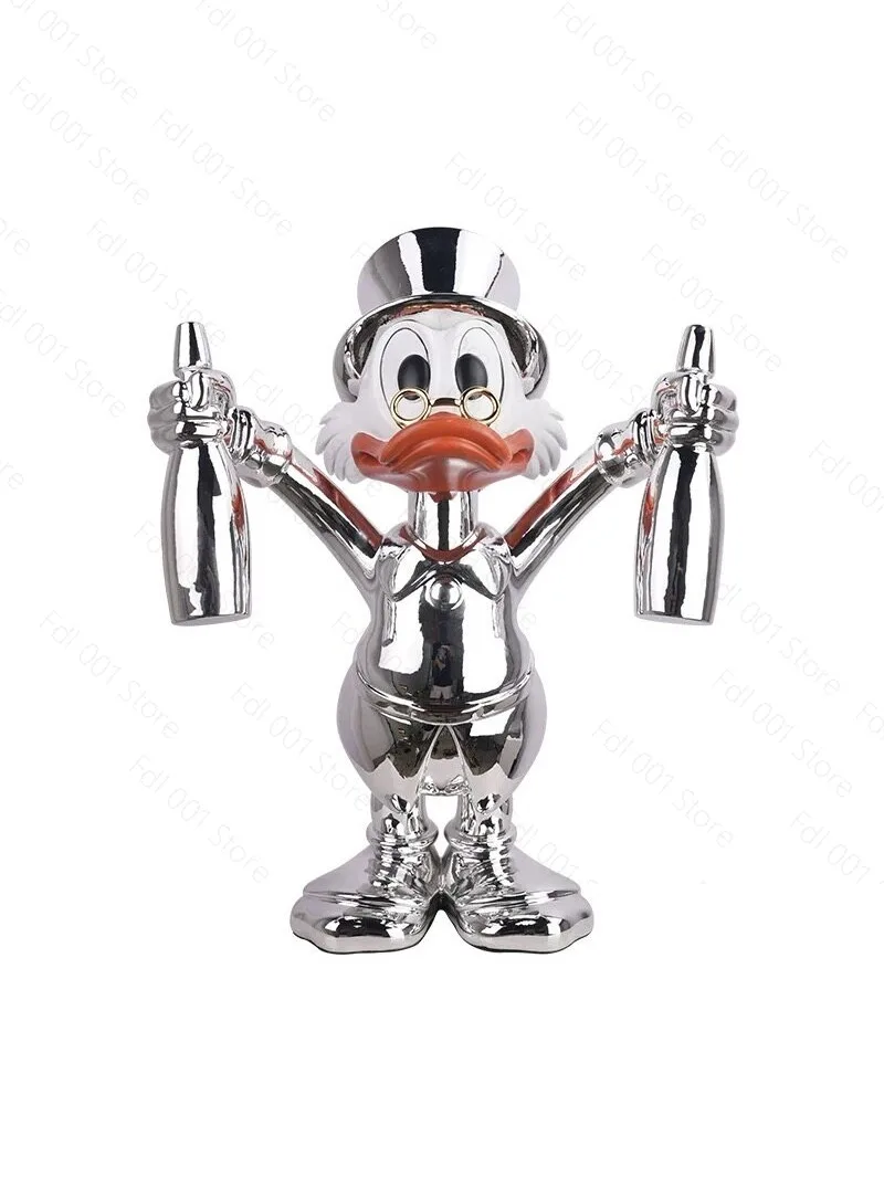 Minimalist Home Decor Resin Figurines for Indoor Living Room, Trendy Toy Mickey & Donald Duck Ornaments