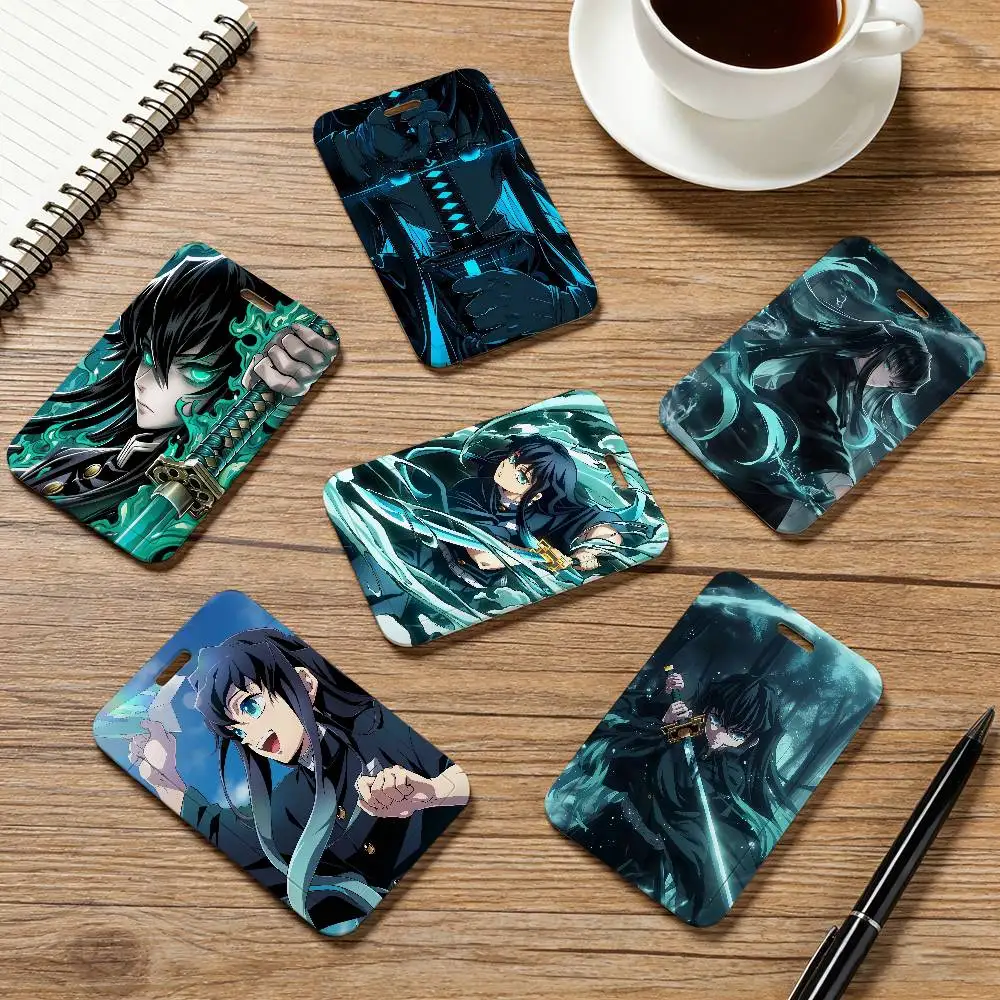 Porta Tarjetas de Identificación de Anime M-Muichiro Tokito, Funda para Tarjeta de Empleado, Cordón para el Cuello, Porta Credenciales de Trabajo, Porta Tarjetas con Nombre
