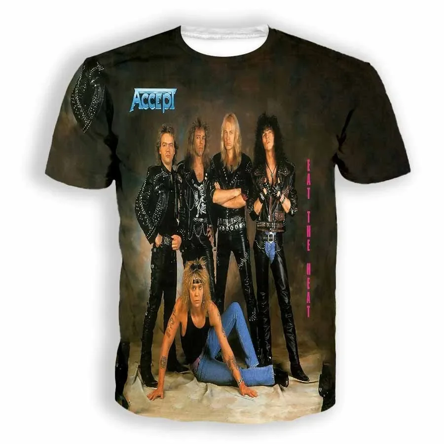 Vintage Men\'s T-shirt Classic Band Accept 3D Printed t shirts Man Women Hip Hop Short Sleeve Tee Fashion Street Men Top Clothing