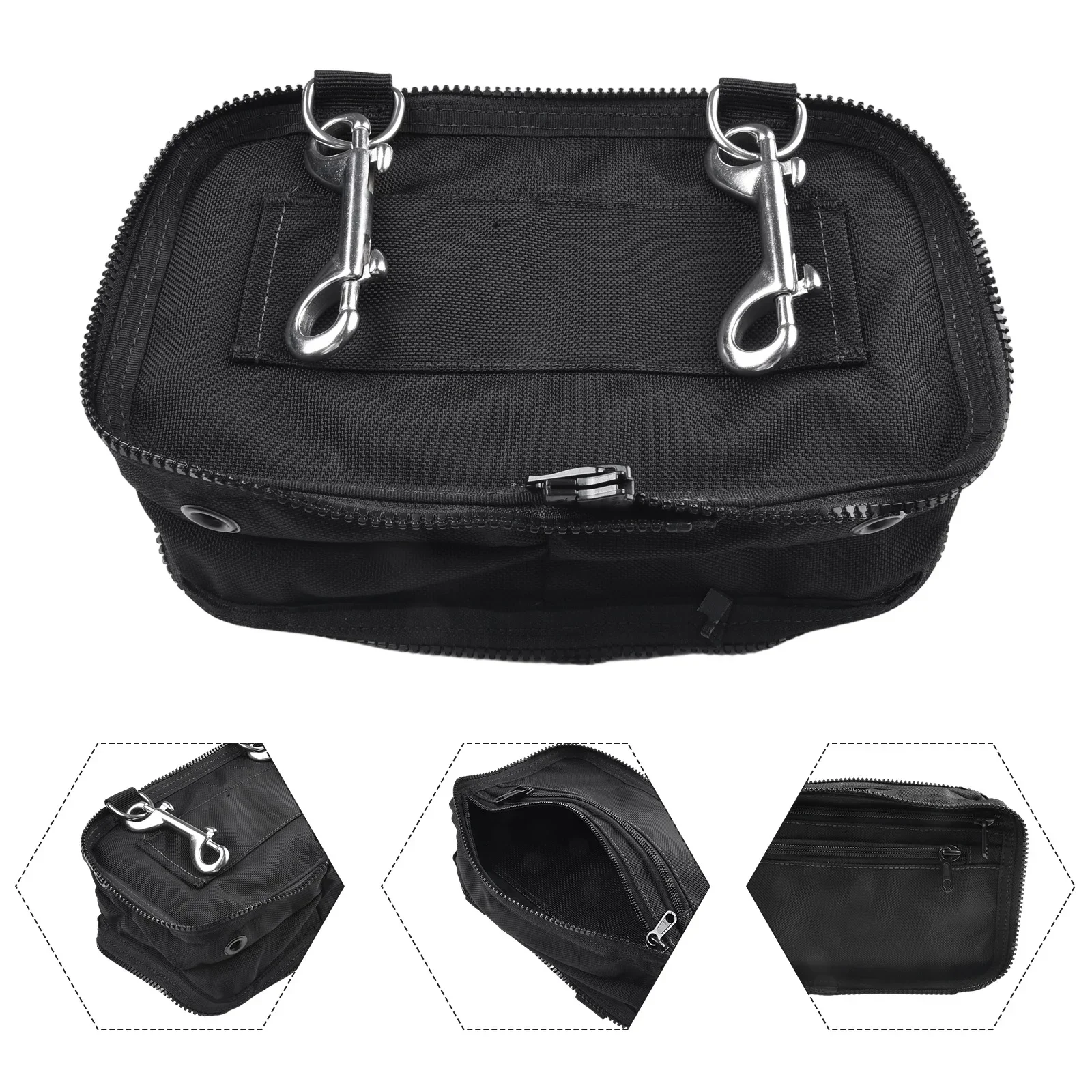 

Storage Pouch Sidemount Pouch Bag BCD Side Mount Black Mini Storage Pocket With Snap Hook High Quality Hot Sale