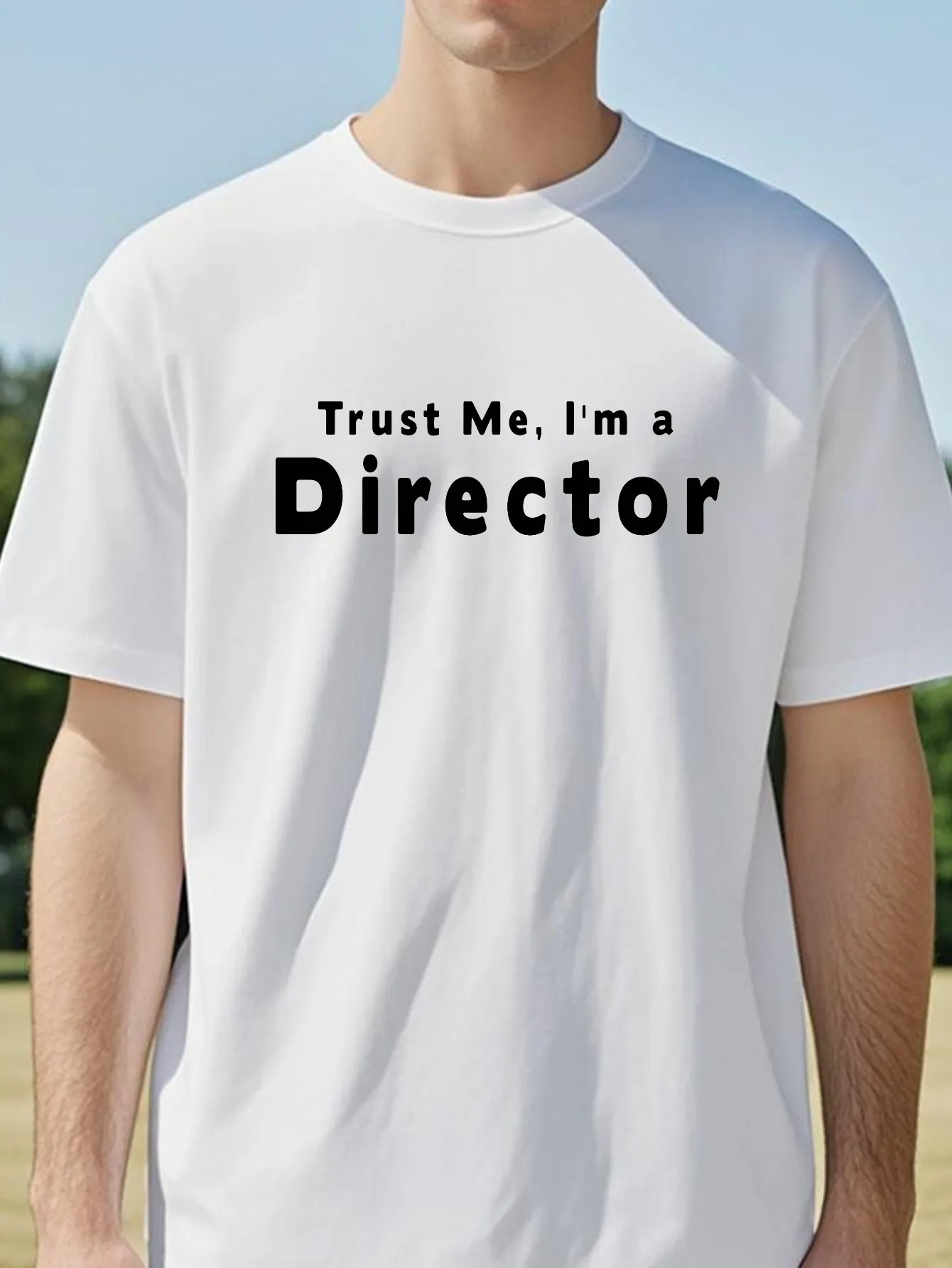 T-shirt imprimé « Trust Me I'm A Director » pour hommes, vêtements de sport décontractés à la mode, col rond, manches courtes, ample et respirant