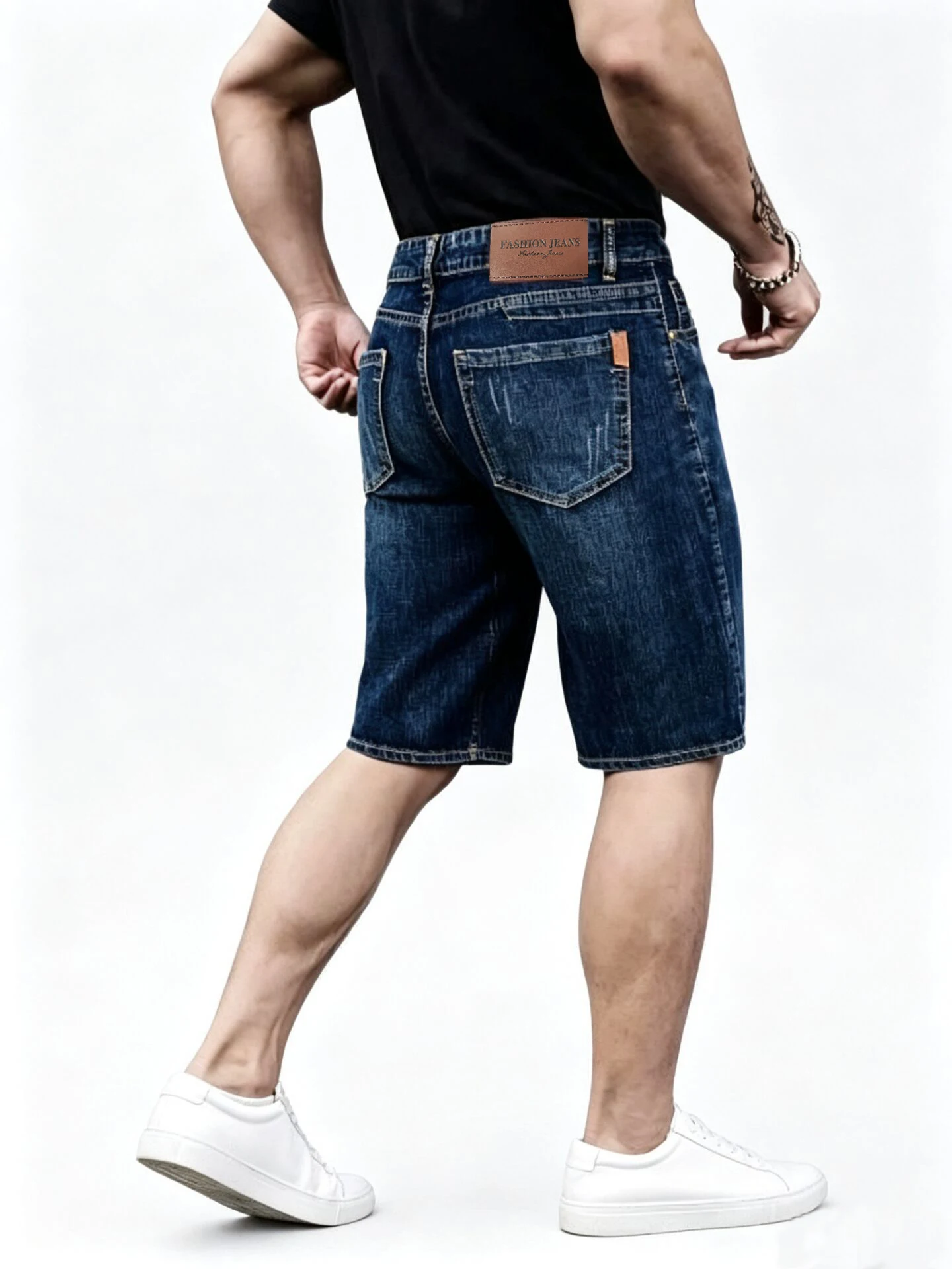 Summer Shorts Jeans Men Denim Pants Stretch Dark Blue Fashion Design Men's Jeans Slim Straight Male Short Jeans Hombre