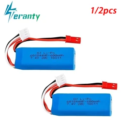 2pcs 7.4V 600mAh 20C Lipo Battery for WLtoys K969 K979 K989 K999 P929 P939 RC Car Parts 2s 7.4v Battery