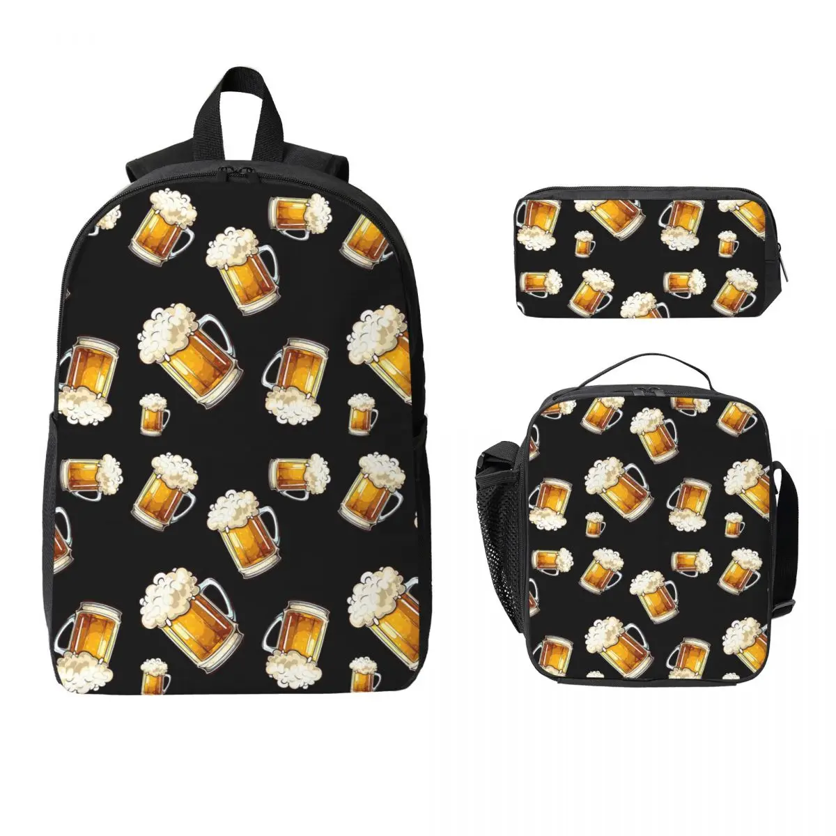 

Beer Foam (8) Backpack Student Boys Girls BookBag School Bag Computer Shoulder Bags 3ps Insulated Lunch Bag Pencil Case