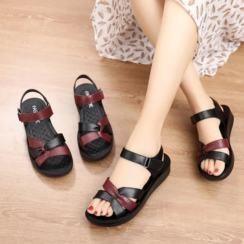 

Maogu Mother Sandal Soft Bottom Light Comfortable Sandals for Women Women's Flat 2024 Platform Summer Middle-aged and Elderly