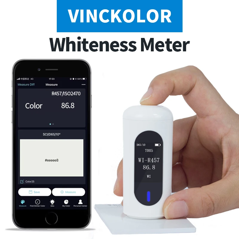 Portable whiteness meter,Measuring range 0-200,Measuring R457 whiteness,Support connection app,Used in powder, paper, textile