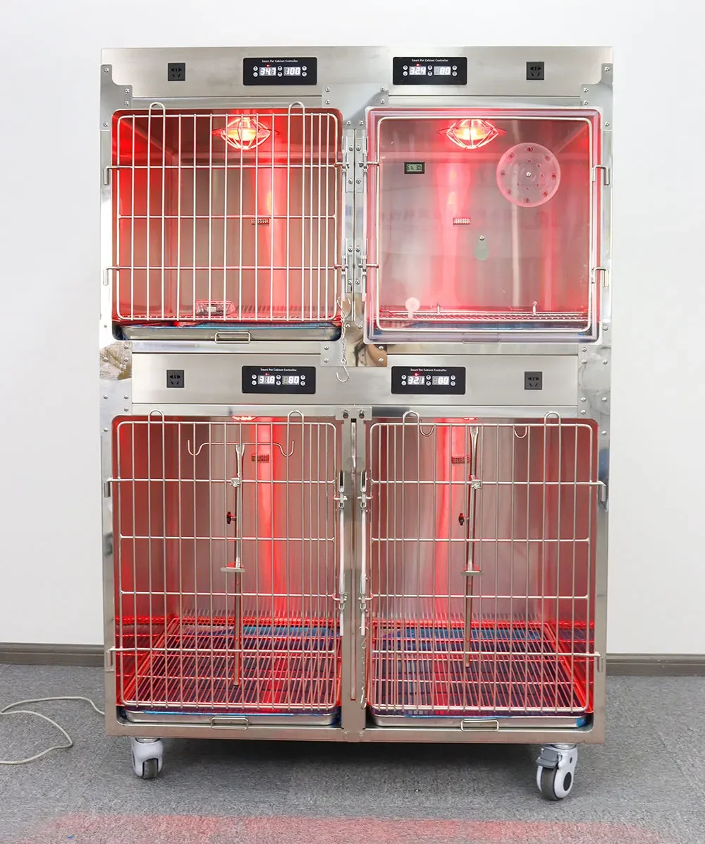 Hospital Medical Equipment Intensive Care Unit Stainless Steel Veterinary Cages Vet Oxygen Cage for Dog Cat Vet Clinic