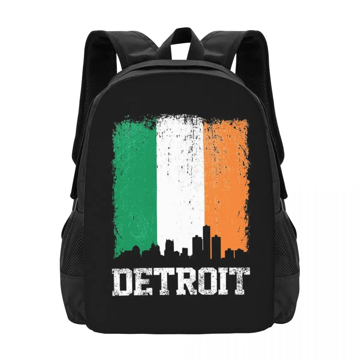 

Vintage Detroit Irish Flag Skyline Pride Backpack Hot Sale Daypack Large Capacity BookBag School Bag Shoulder Bags for Men Women