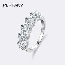 PERFANY Oval Cut Moissanite Ring for Women S925 Pure Silver 5 pieces 0.5CT Laboratory Certified Diamonds Luxury High-end Jewelry