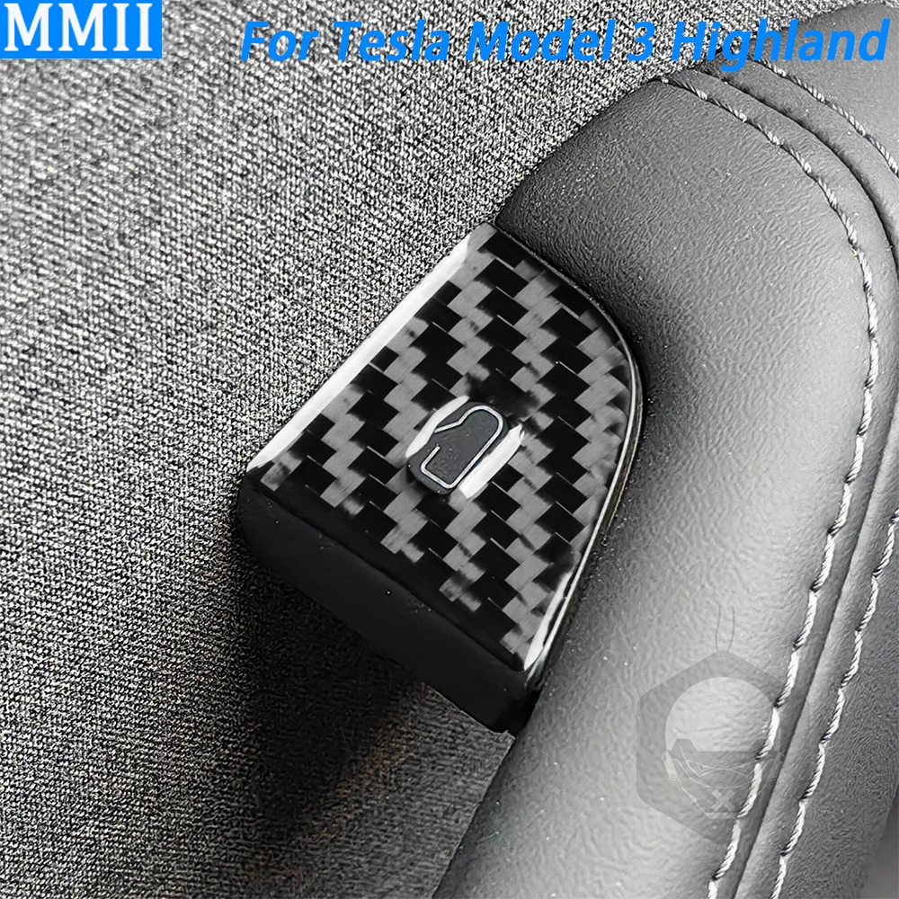 

For Tesla Model 3 Highland 2024 Carbon Fiber Door Switch Button Panel Trim Cover Car Interior Accessories Decoration Sticker