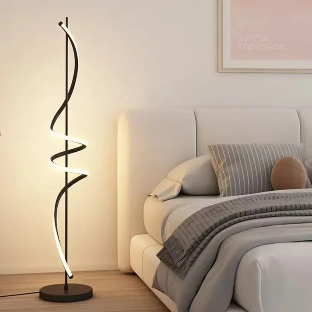 Modern LED Floor Lamp Luxury Line Design Light Bedroom Bedside Living Study Simple Revolve Milieu Indoor Home Decorative Fixture