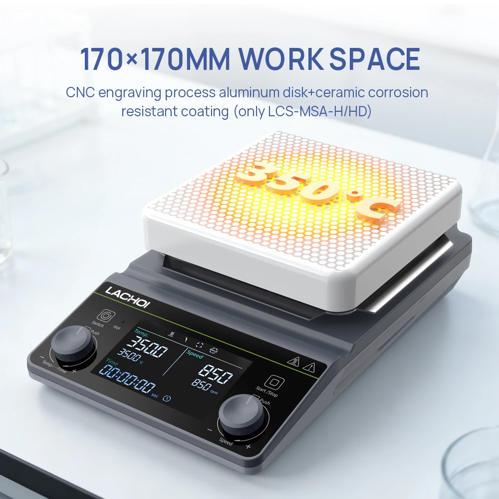 LACHOI LCS-MSA-HD II Digital Hot Plate Agitator 950W with RS232 and 6-Stage Program for Pharmaceutical R & D Laboratories
