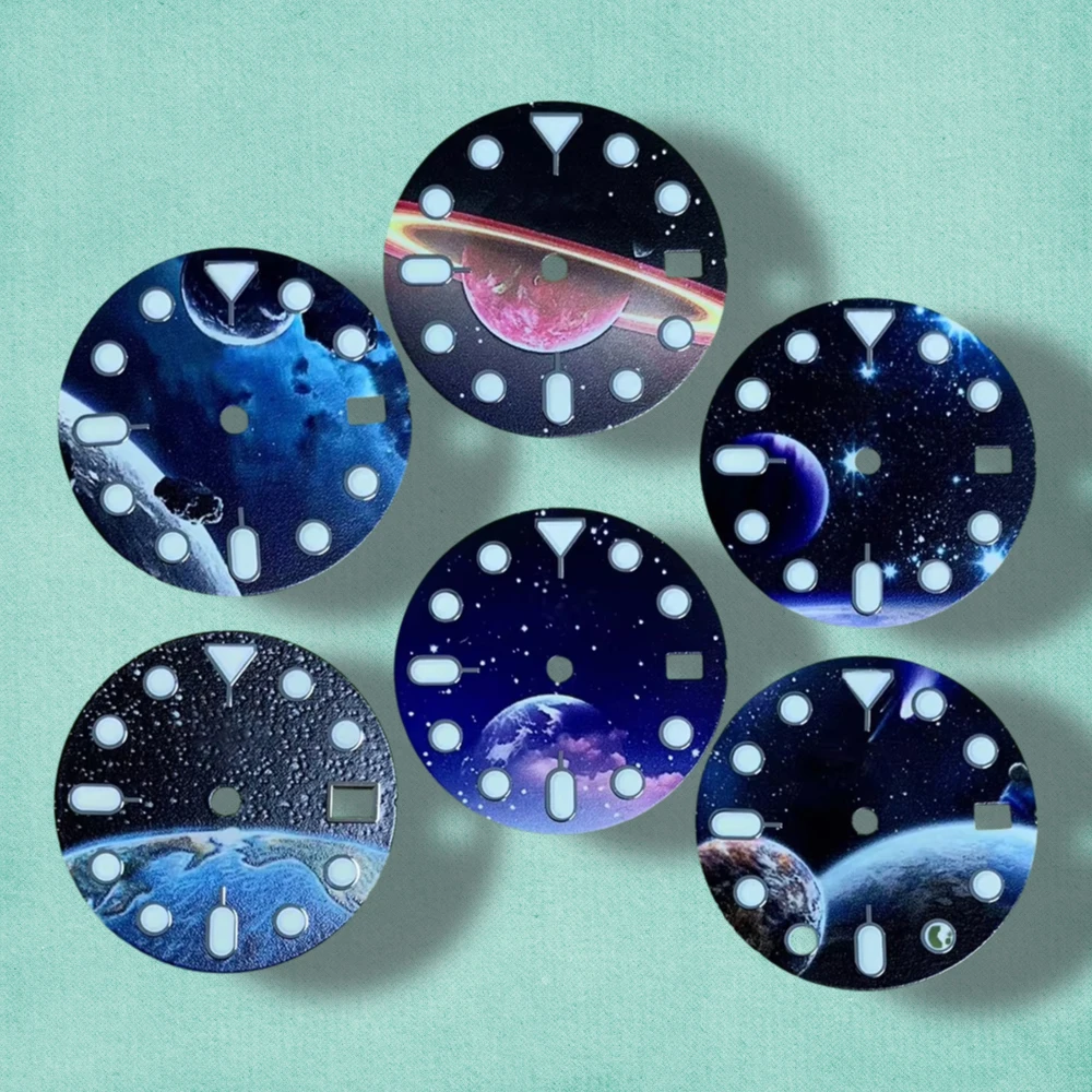 

28.5mm S5 Logo Starlit Dial Fit NH35/NH36/4R/7S Japanese Movement C3 Green Luminous High-Quality Watch Modification Accessories