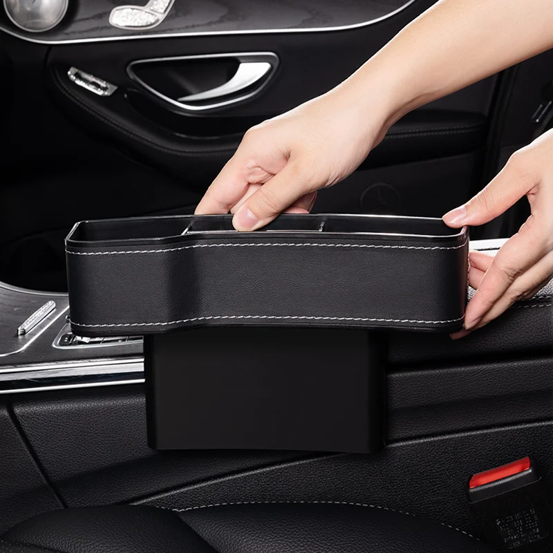 High Capacity Leather Organizer Car Front Seat Gap Storage Boxes For Jaguar XF XJ XE Xkr Xfl E F I Pace Type Car Accessories