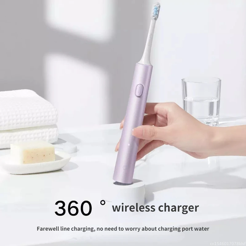 2022 Xiaomi Mijia โซนิคไฟฟ้าแปรงสีฟัน T302ในครัวเรือนกันน้ำชาร์จนักเรียนแปรงสีฟันหัวแปรงนุ่มสำหรับ Home