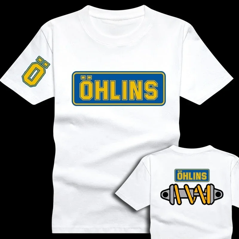 T-shirt à manches courtes pour hommes, Ohlins Shock Suspension, voiture, moto, sport, course, été, d