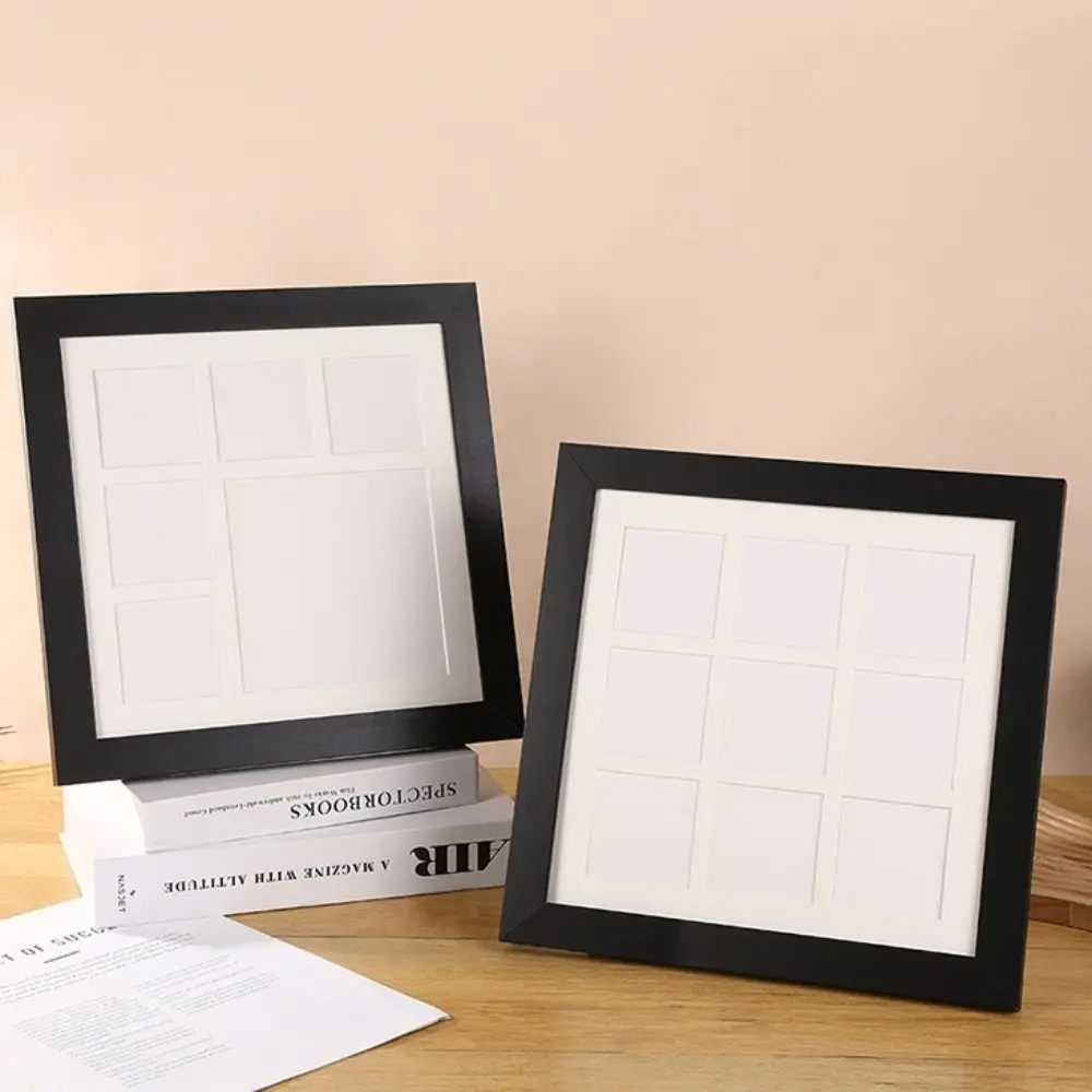 

4/6/9 Grids DIY Photo Frame Desktop Decorative Black Edge Art Display Frame Square Home Decor Collage Picture Frame Footprint