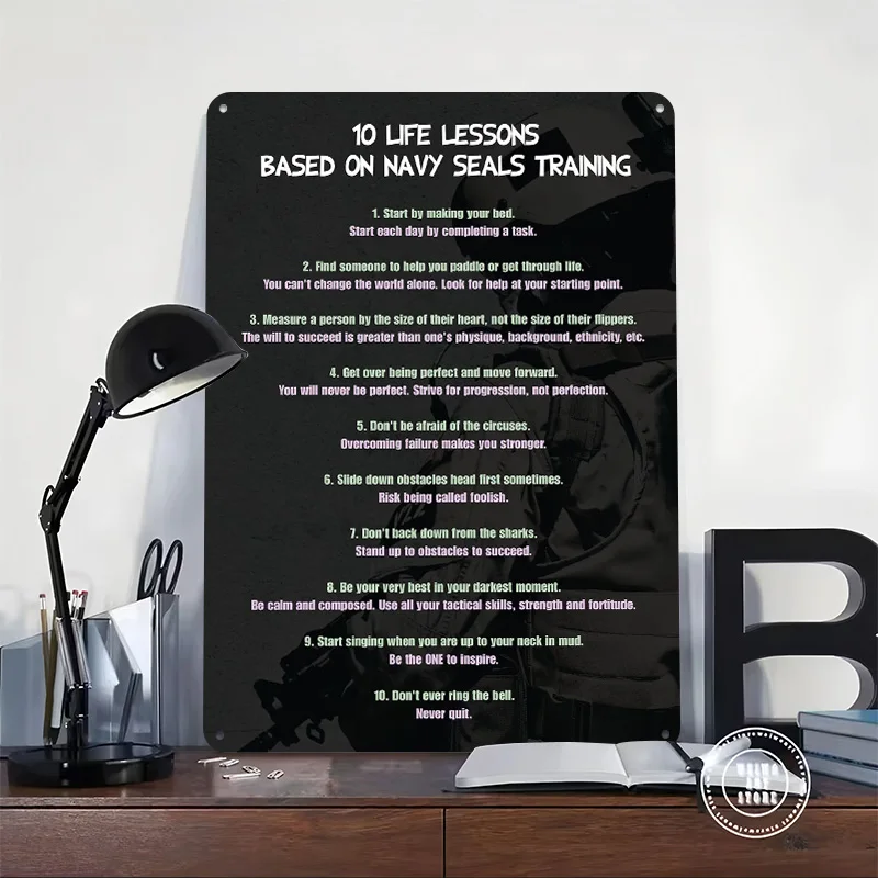 Navy Seals Life Lessons Personalized 3D Textured Metal Poster Wall Art Vintage Tin Signs for Luxury Decoration Home Decorations