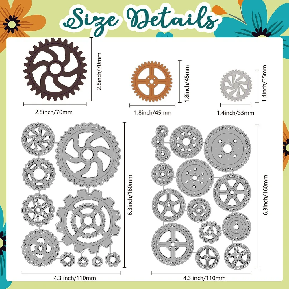 1set Gear Carbon Steel Cutting Dies Stencils for Photo Album Decorative Embossing Paper Card 110x160x0.8mm 2pcs/set