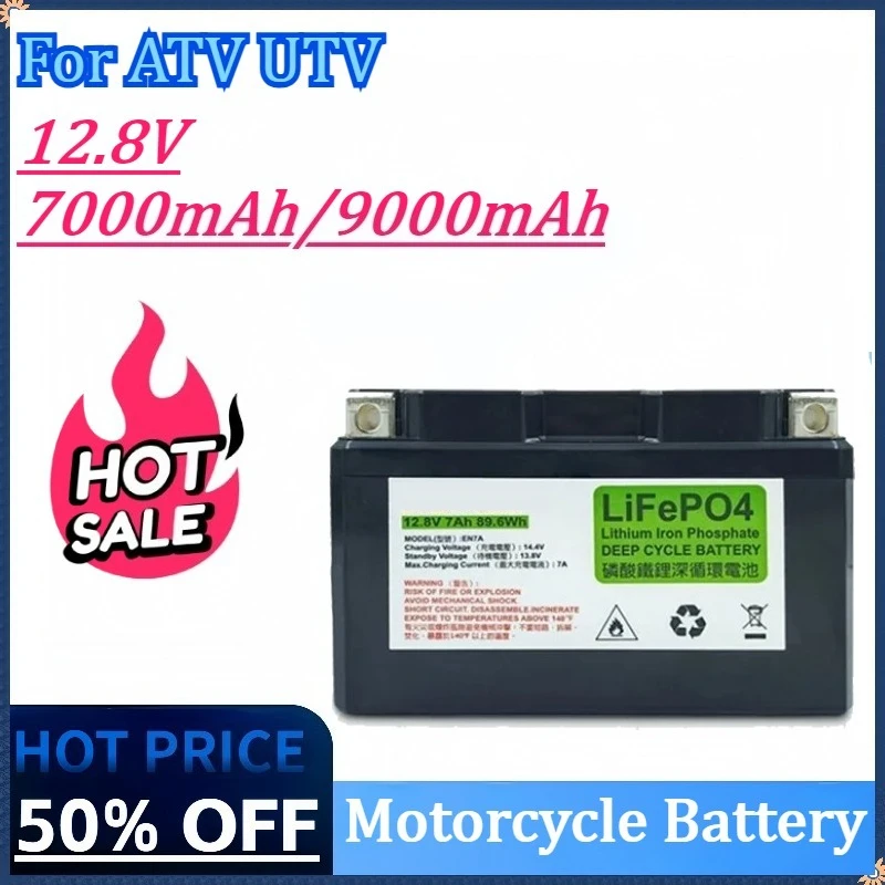 

12.8V 7Ah/9Ah Motorcycle Battery LiFePO4 Scooter Starter 300A-400A Built in BMS Lithium Battery Voltage Protection For ATV UTV