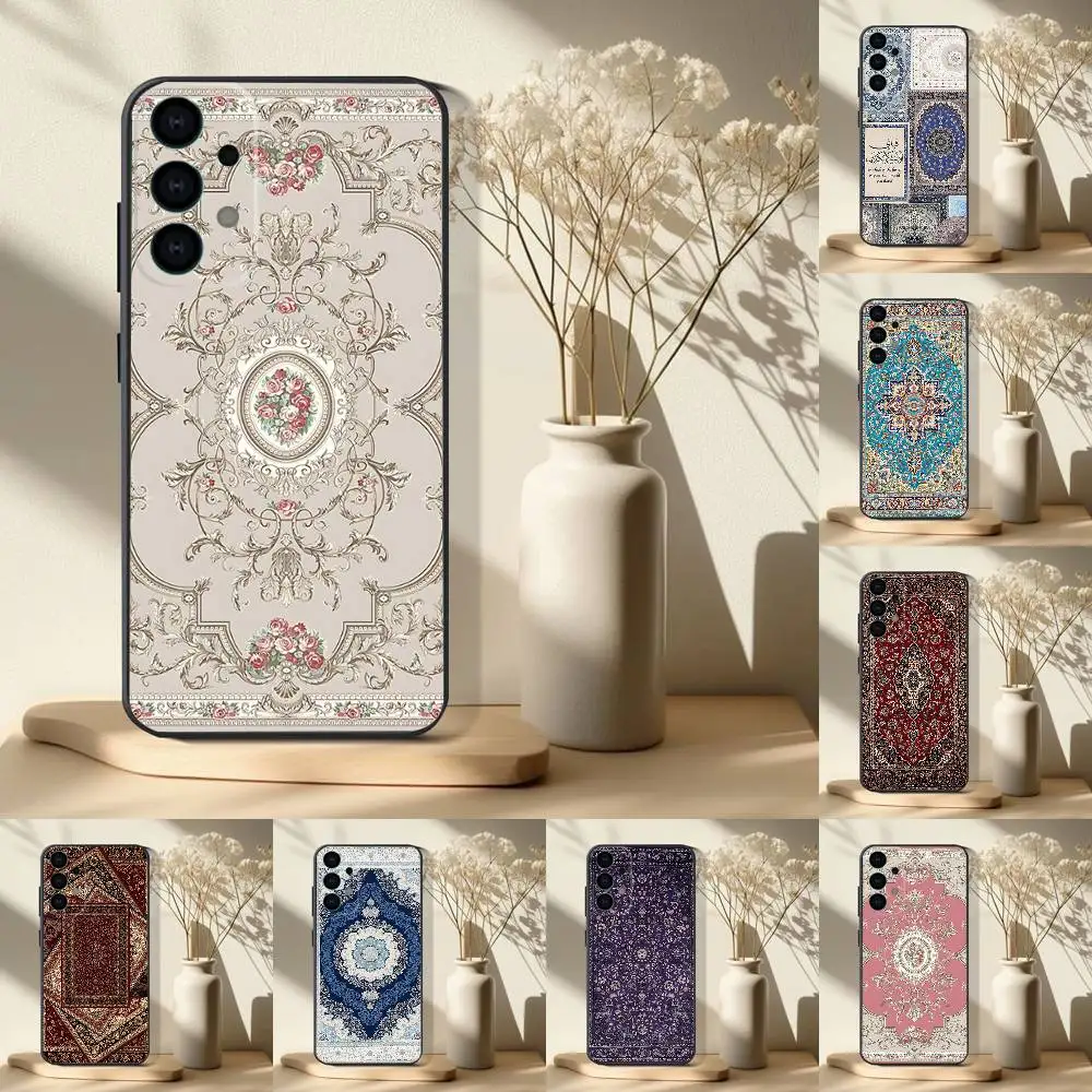 

Persian Carpet Floral Pattern Phone Case For Samsung S25,S24,S21,S22,S23,S30,Ultra,S20,Plus,Fe,Lite,Note,10,9,5G Black Cover