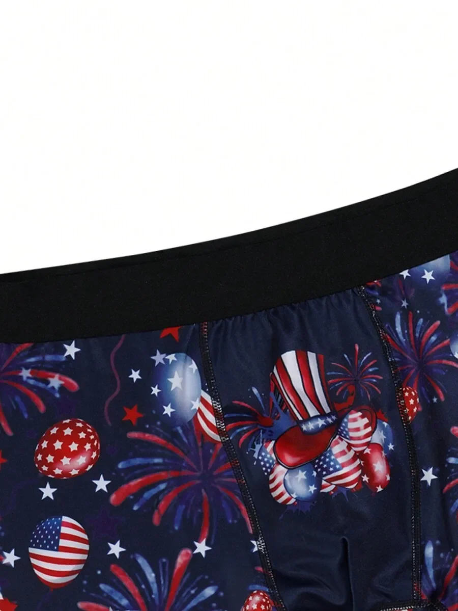 

Mens Patriotic Fireworks And Flag Print Boxer Shorts