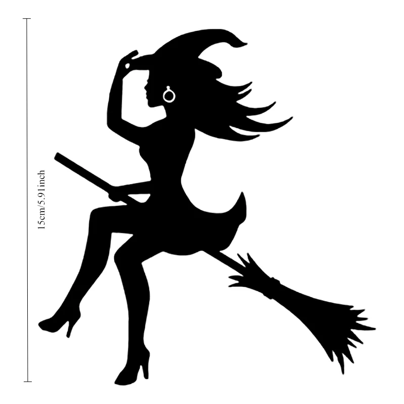Halloween Witch Broom Vinyl Sticker, Waterproof Car Motorcycle Decal, Easy Apply Decor for Window Laptop Wall