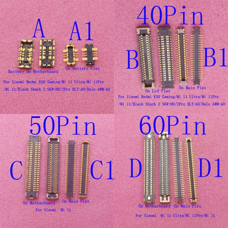 2-10Pcs Battery USB Charger Lcd Display FPC Connector Plug For Xiaomi Redmi K50 Gaming BlackShark Helo 2 Pro Mi 11 Ultra M11