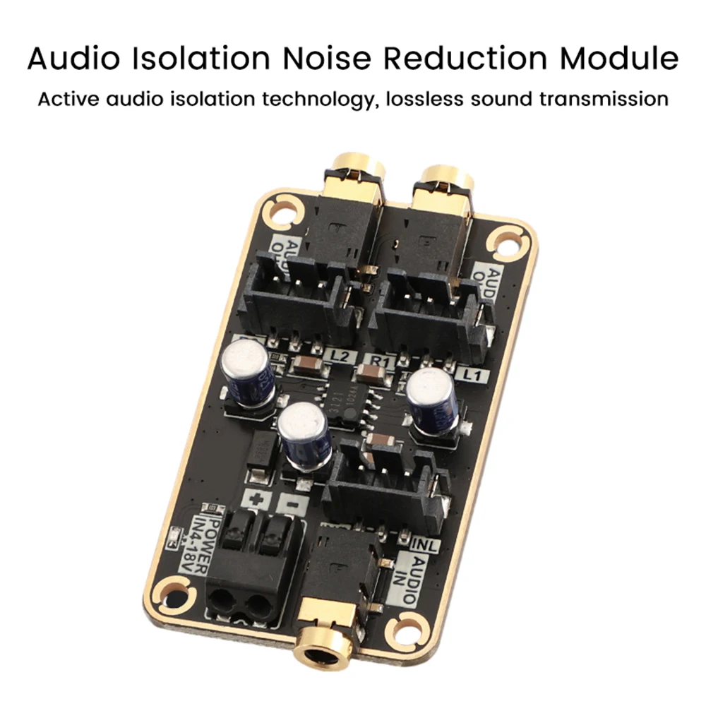 DC4-18V Audio Isolator Audio Isolation Noise Reduction Module Current Noise Reducer HiFi Stereo Lossless Sound Transmission