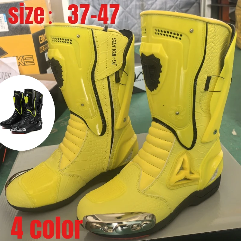 

Men Motorcycle Boots Anti Slip Riding Shoes Quick Change Microfiber Leather 38/47 Size Racing Boots