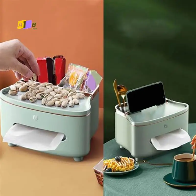 

A08F-Multi Functional Creatives Tissue Box Holder With Cell Phone Slot Decoration Tissue Holder Home