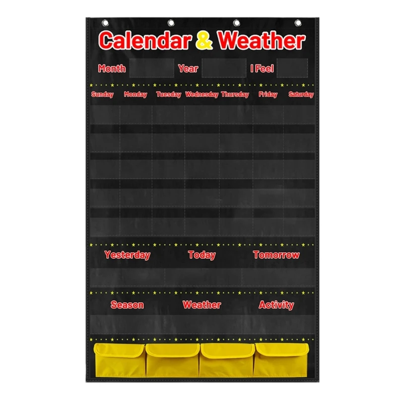 مخطط جيب لتقويم الفصل الدراسي مع 114 بطاقة، مخطط جيب للتقويم الشهري، مواد تعليمية للأطفال لرياض الأطفال