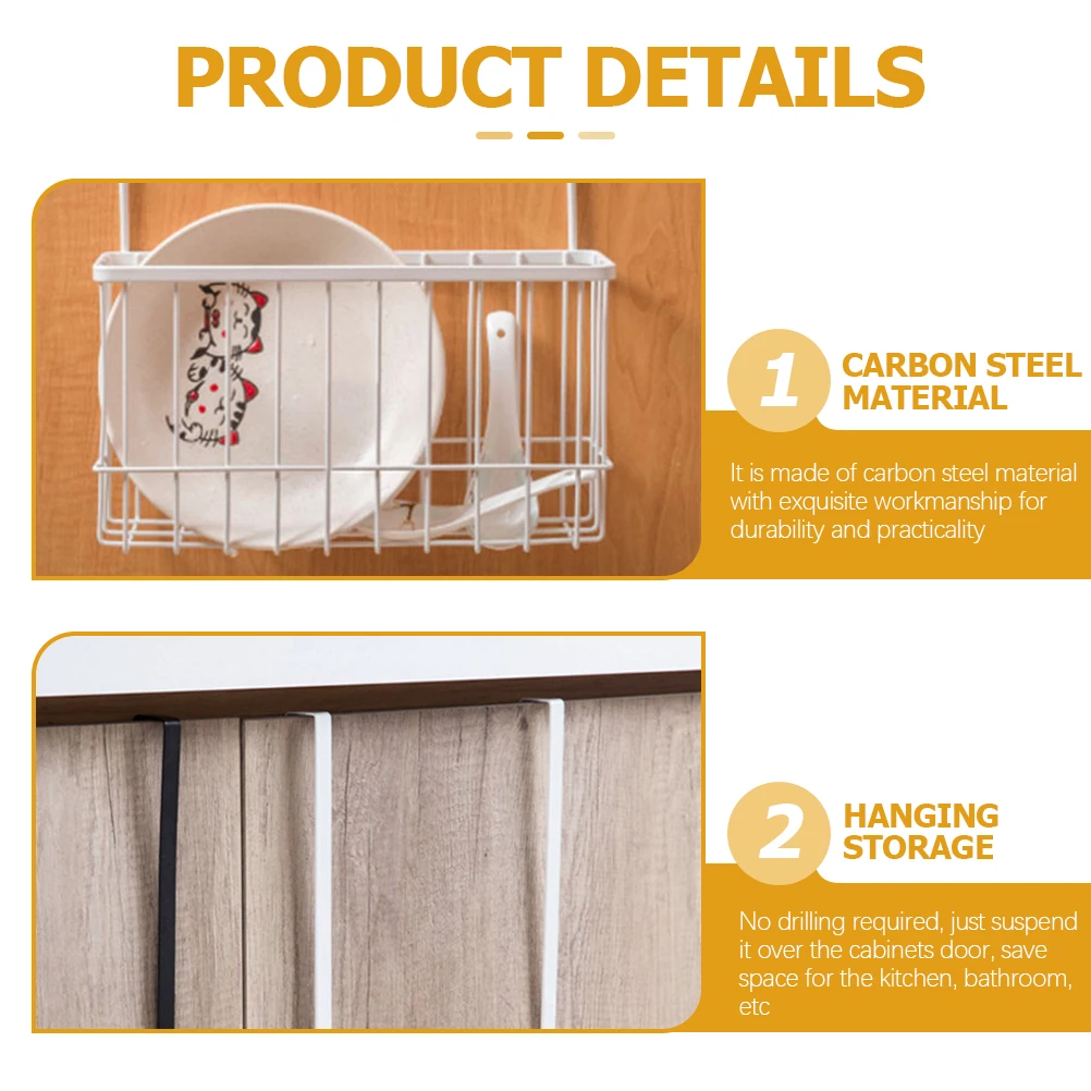 

Extended Storage White Steel Kitchen Bathroom Organizer Wire Baskets over Cabinet Door Hanger Wall Basket