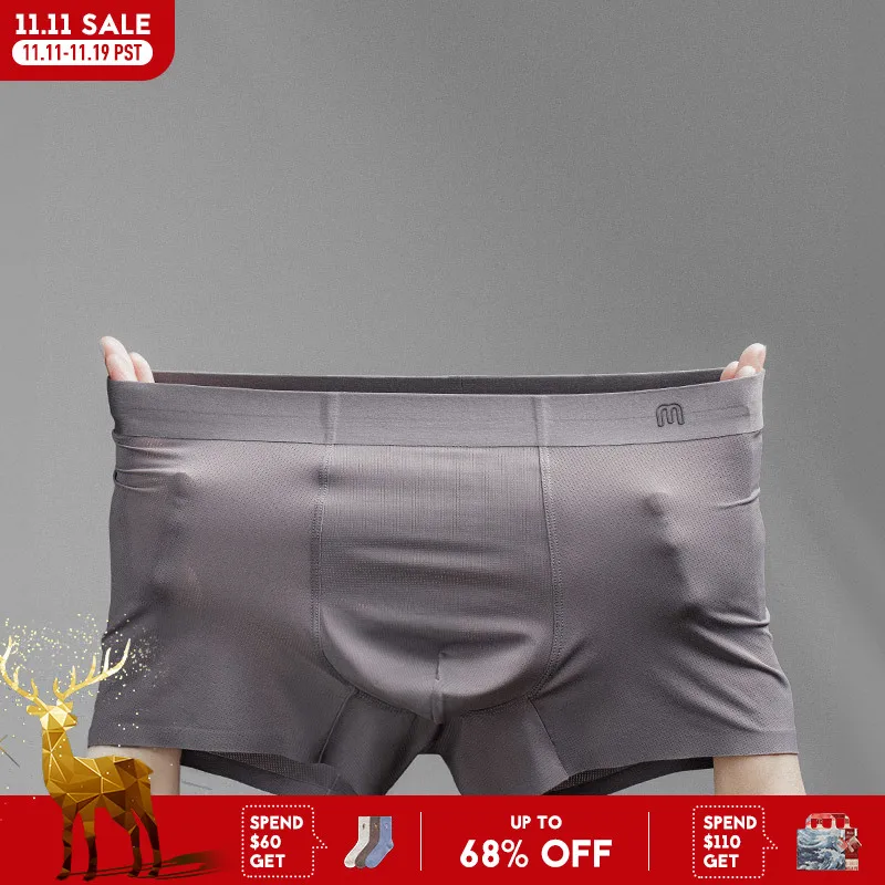 

Maden Men's three-piece Boxer Briefs 7A Grade Antibacterial Breathable Underwears Seamless Thin Sports Sweat-wicking Boxer Short